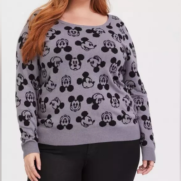 Torrid Disney Mickey Mouse Print Knitted Grey Sweater - Picture 5 of 7